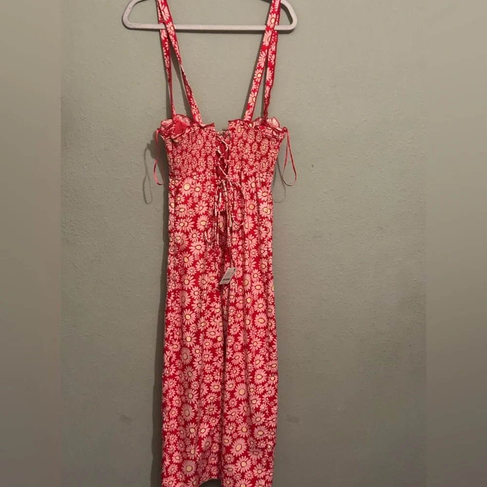Free People Lucinda Printed Midi Dress in Tomato Daisy NWT